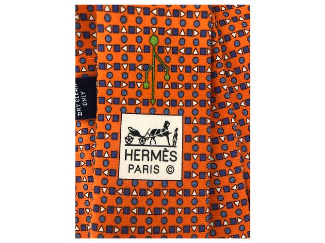 Hermès Hermes Cravatta arancione con forme geometriche - vista 4
