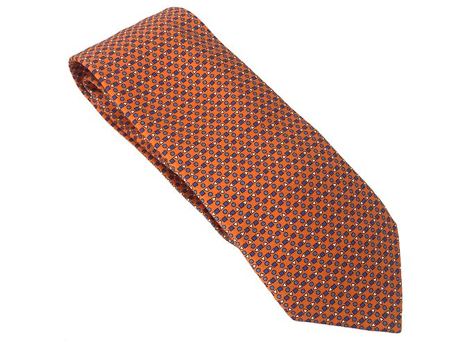 Hermès Hermes Cravatta arancione con forme geometriche - vista 5