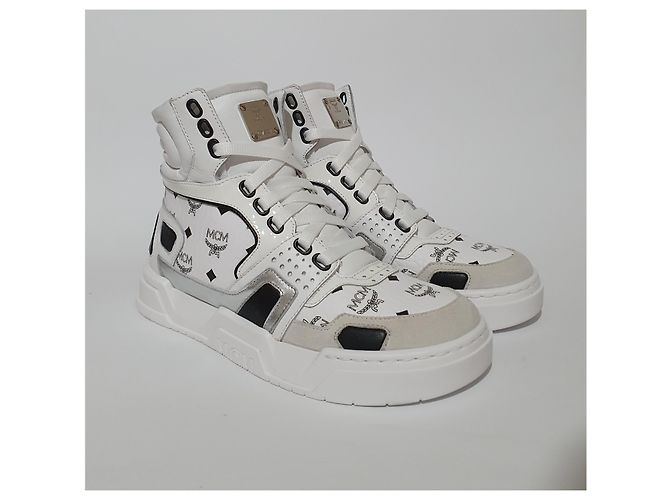 MCM High Trainer Sneaker Weiß Leder Größe 36 Schwarz - Ansicht 3