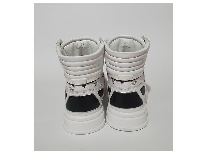 MCM High Trainer Sneaker Weiß Leder Größe 36 Schwarz - Ansicht 6