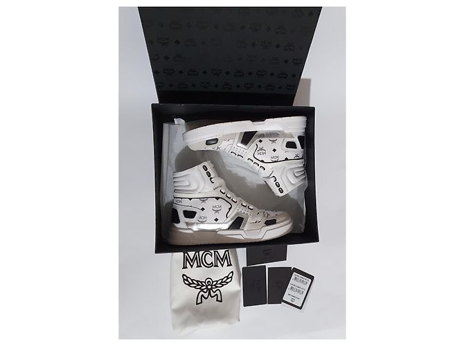 MCM High Trainer Sneaker Weiß Leder Größe 36 Schwarz - Ansicht 8