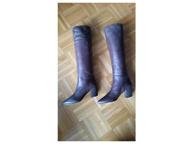 BOTAS PRADA DE PIEL MARRÓN Castaño - vista 2