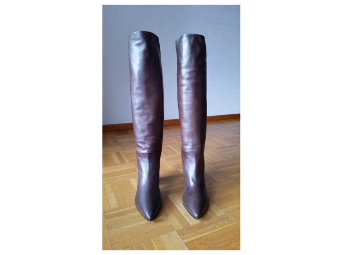 BOTAS PRADA DE PIEL MARRÓN Castaño - vista 4