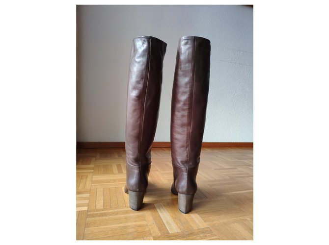 BOTAS PRADA DE PIEL MARRÓN Castaño - vista 5
