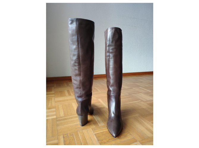 BOTAS PRADA DE PIEL MARRÓN Castaño - vista 6