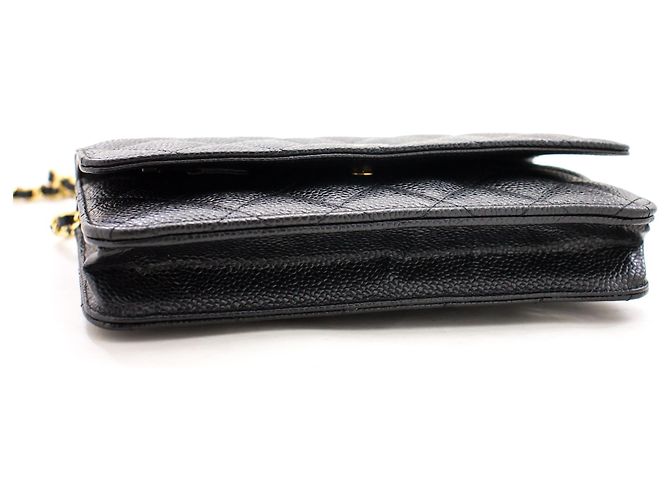 Wallet On Chain CHANEL Portafoglio con caviale su catena WOC Borsa a tracolla nera con tracolla Nero - vista 11