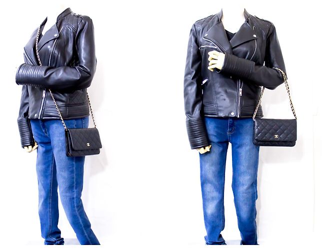 Wallet On Chain CHANEL Portafoglio con caviale su catena WOC Borsa a tracolla nera con tracolla Nero - vista 12