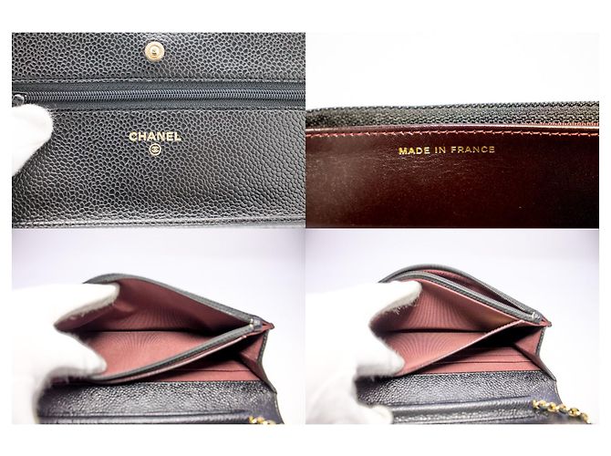 Wallet On Chain CHANEL Portafoglio con caviale su catena WOC Borsa a tracolla nera con tracolla Nero - vista 8