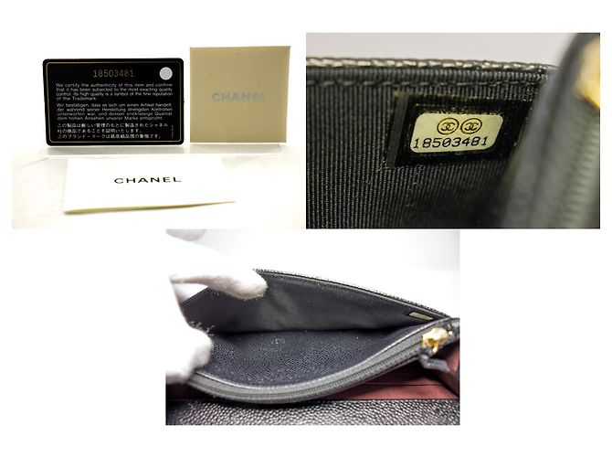 Wallet On Chain CHANEL Portafoglio con caviale su catena WOC Borsa a tracolla nera con tracolla Nero - vista 9