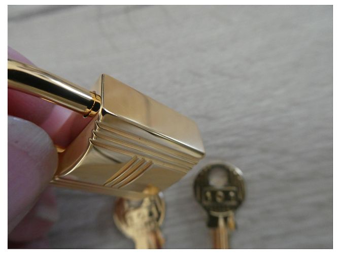 Lucchetto Hermès in acciaio dorato per Kelly Birkin Bianco Gold hardware - vista 4