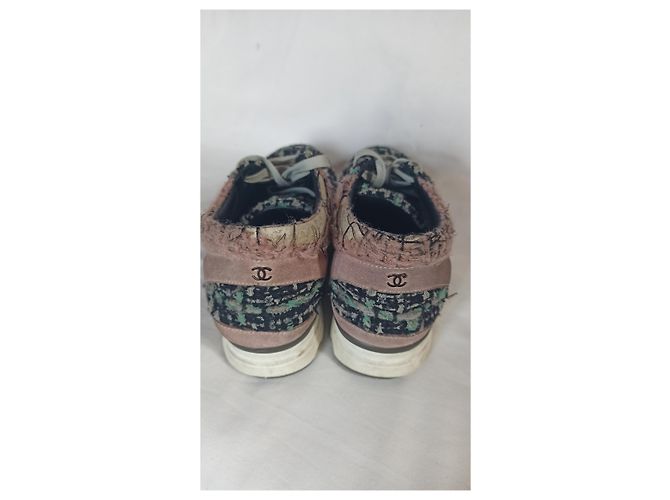 Sneakers Chanel Runway Tweed e Pelle Argento 38 Multicolore - vista 13