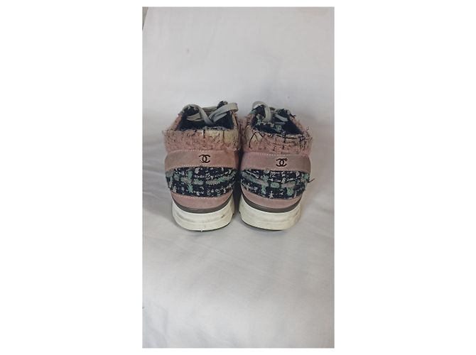 Sneakers Chanel Runway Tweed e Pelle Argento 38 Multicolore - vista 14
