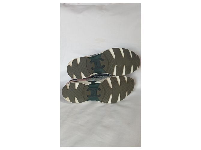 Sneakers Chanel Runway Tweed e Pelle Argento 38 Multicolore - vista 2