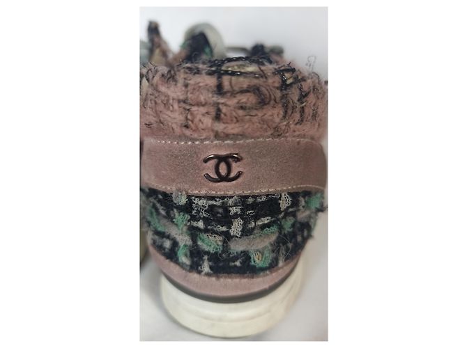 Sneakers Chanel Runway Tweed e Pelle Argento 38 Multicolore - vista 8