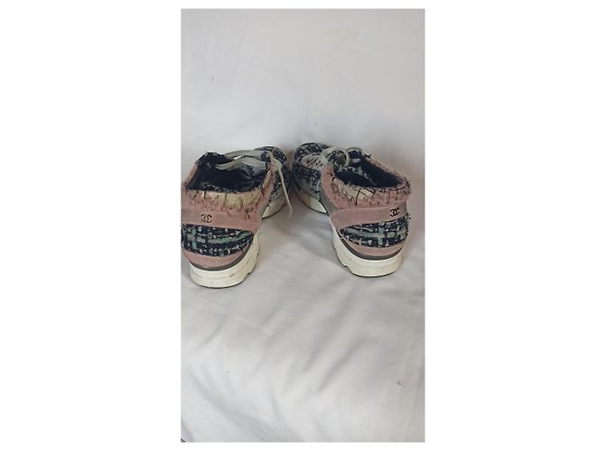 Sneakers Chanel Runway Tweed e Pelle Argento 38 Multicolore - vista 9