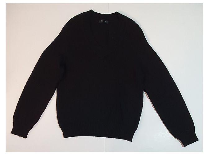 Versace Black Wool V-neck Sweater - view 3