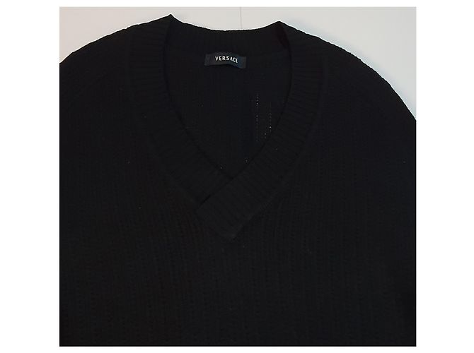 Versace Black Wool V-neck Sweater - view 4