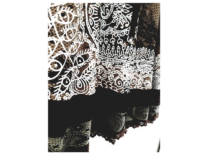 Falda Desigual Marrón Beige Blanco Viscosa Castaño - vista 6