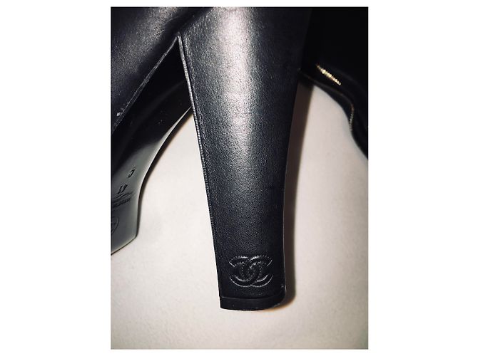 Botas altas Chanel de piel negra Negro - vista 18