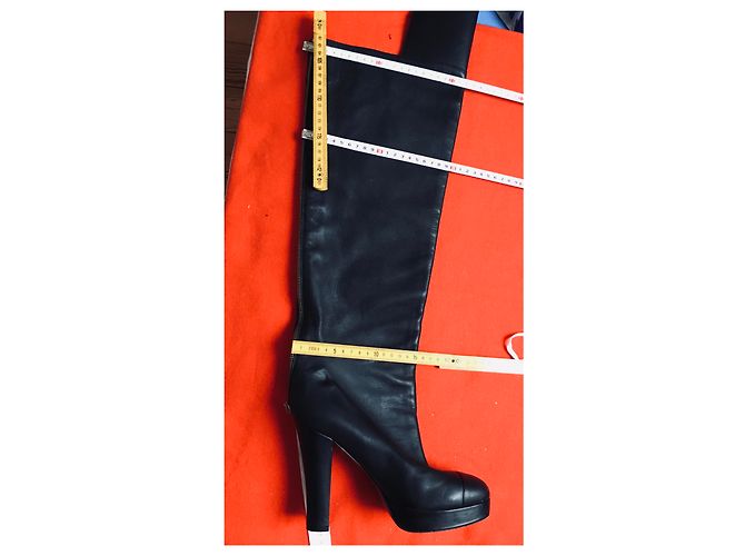 Botas altas Chanel de piel negra Negro - vista 20