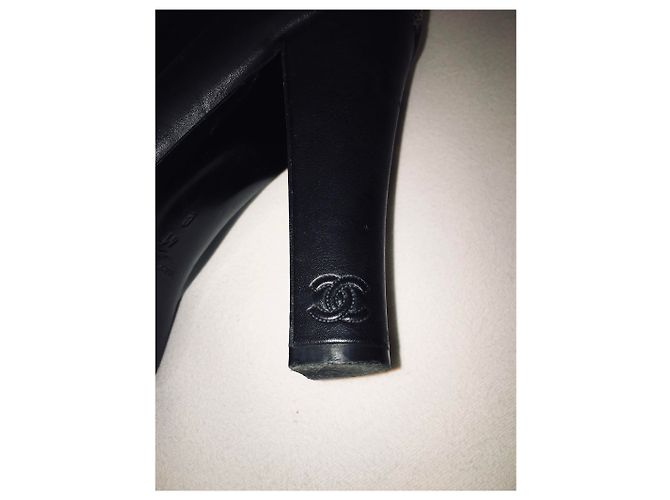 Botas altas Chanel de piel negra Negro - vista 3