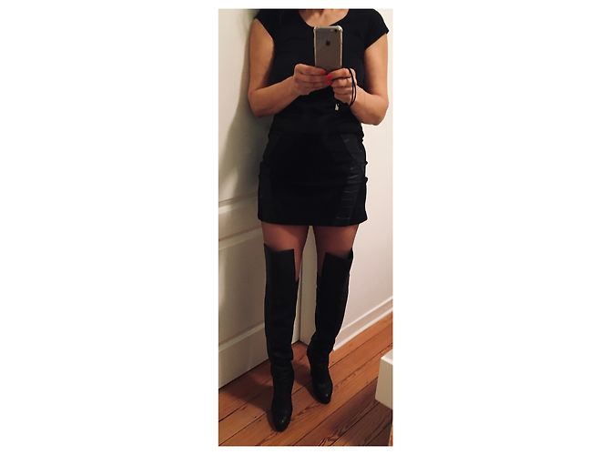 Botas altas Chanel de piel negra Negro - vista 5