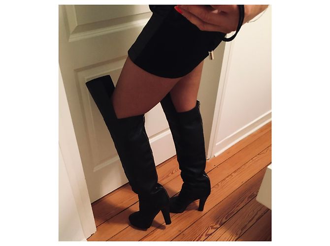 Botas altas Chanel de piel negra Negro - vista 7