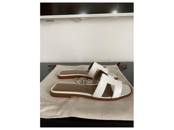 Hermès Oran sandalo Bianco - vista 2