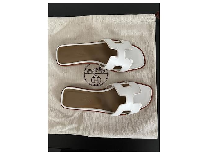 Hermès Oran sandalo Bianco - vista 3