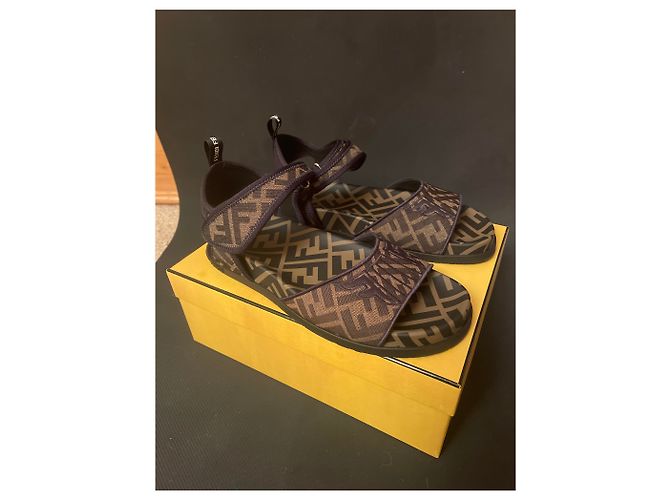 Sandali Fendi Marroni Logo F Marrone - vista 3