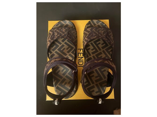 Sandali Fendi Marroni Logo F Marrone - vista 6