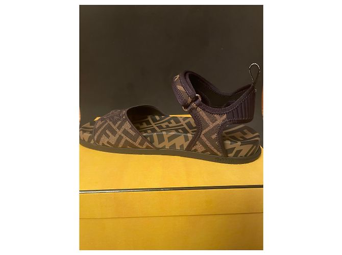 Sandali Fendi Marroni Logo F Marrone - vista 7
