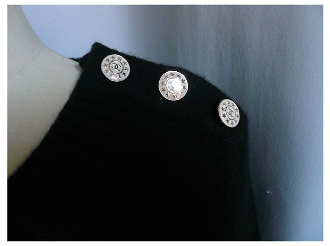CHANEL Jersey largo de cachemir negro T40 Bon état - vista 2