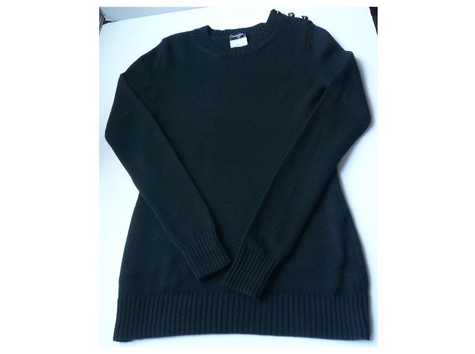 CHANEL Jersey largo de cachemir negro T40 Bon état - vista 4