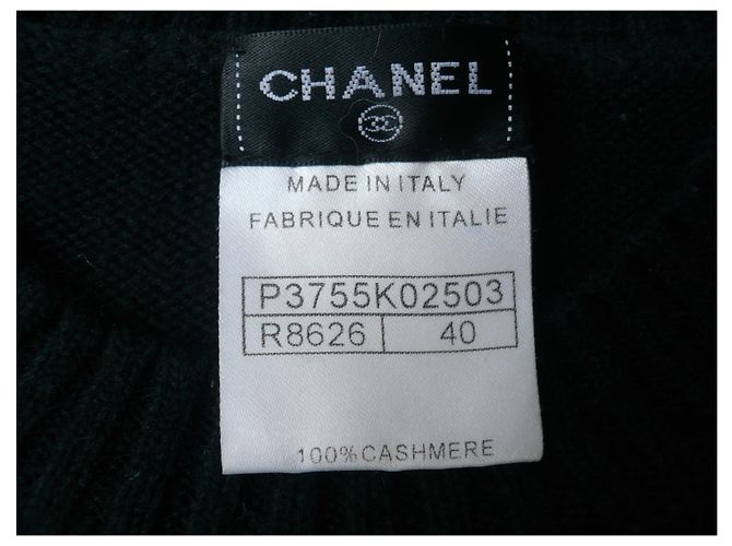CHANEL Jersey largo de cachemir negro T40 Bon état - vista 5