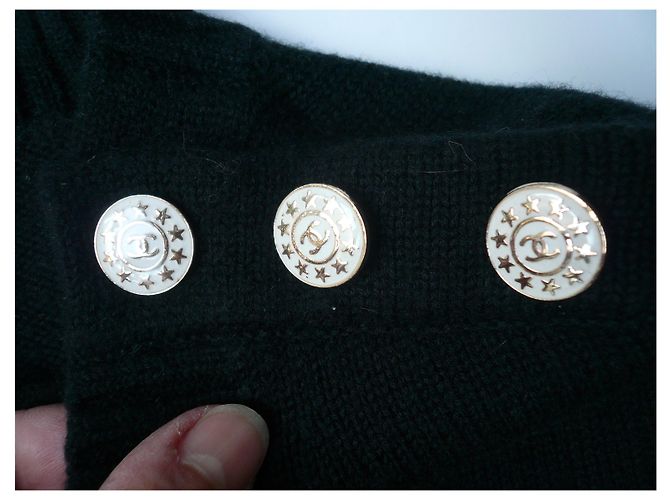 CHANEL Jersey largo de cachemir negro T40 Bon état - vista 6