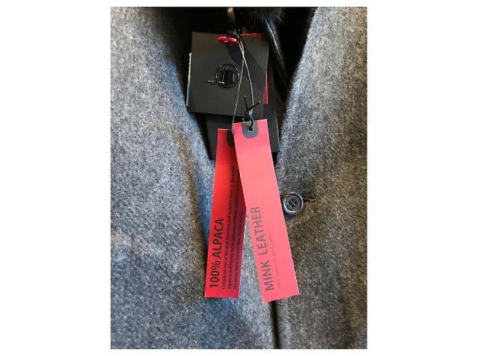 Autre Marque TORRAS Caban 100% collo in alpaca e visone Grigio antracite - vista 3