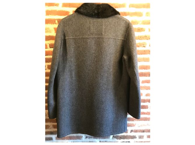Autre Marque TORRAS Caban 100% collo in alpaca e visone Grigio antracite - vista 6