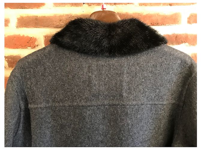 Autre Marque TORRAS Caban 100% collo in alpaca e visone Grigio antracite - vista 7