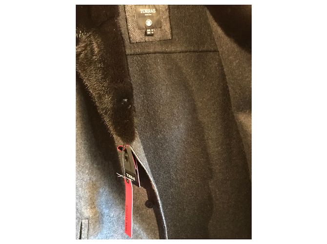Autre Marque TORRAS Caban 100% collo in alpaca e visone Grigio antracite - vista 8