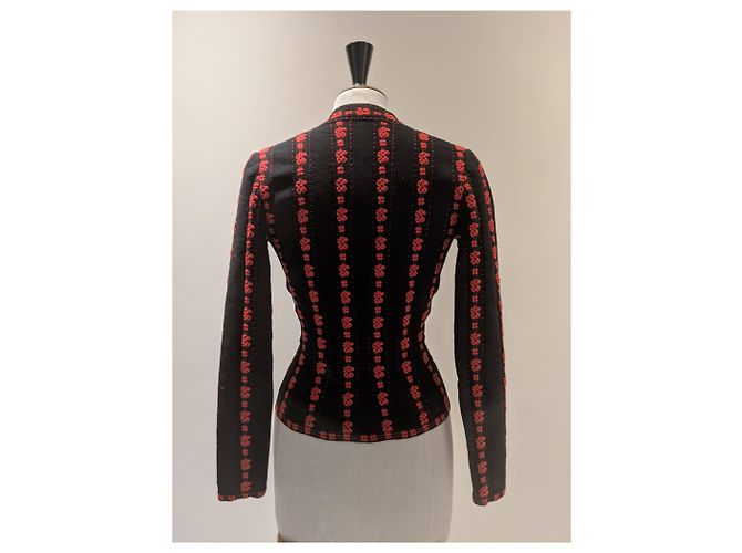 Erhabene Strickjacke Azzedine Alaïa IT36 rot und Schwarz - Ansicht 5