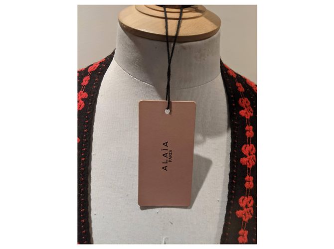 Erhabene Strickjacke Azzedine Alaïa IT36 rot und Schwarz - Ansicht 7