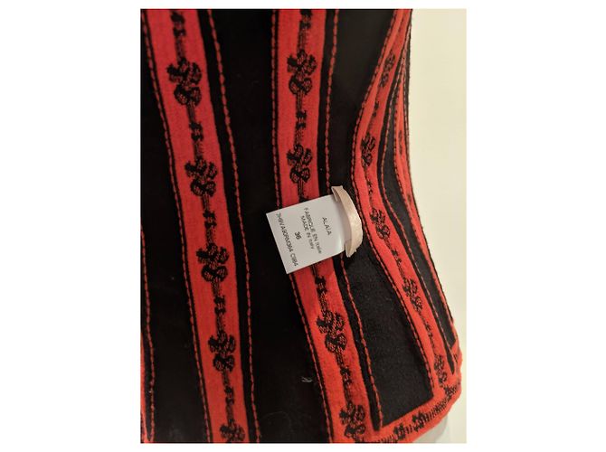 Erhabene Strickjacke Azzedine Alaïa IT36 rot und Schwarz - Ansicht 9