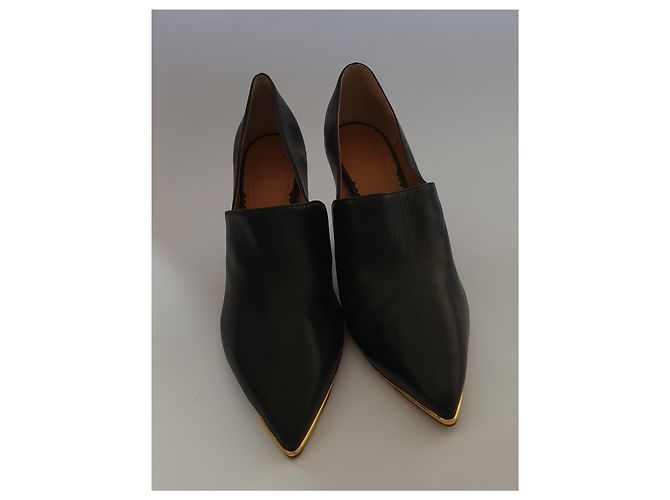 Saltos de couro Tory Burch pretos - vista 3