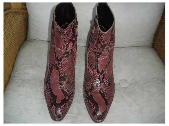 Vintage Python Ankle Boots Mustard - view 2