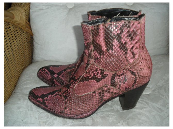 Vintage Python Ankle Boots Mustard - view 3