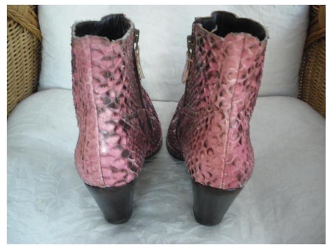 Vintage Python Ankle Boots Mustard - view 4