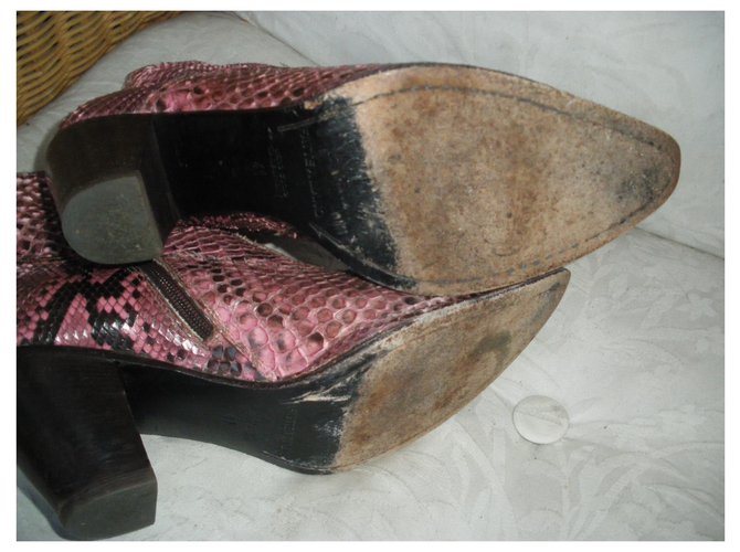 Vintage Python Ankle Boots Mustard - view 5