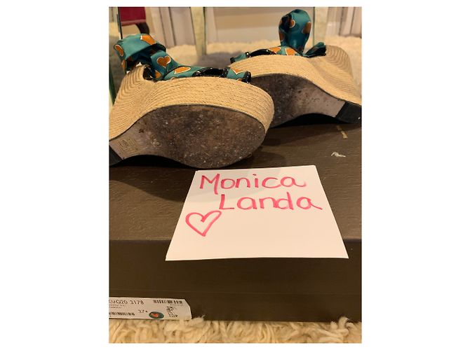Espadrillas Gucci in seta turchese - vista 5