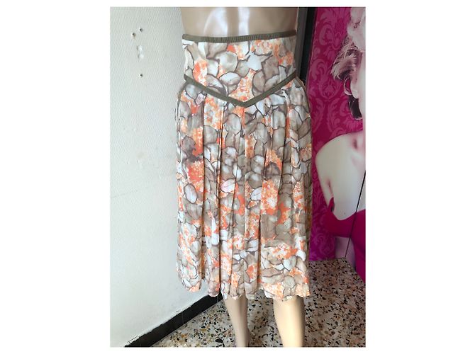 Falda Louis Féraud de viscosa Taupe Coral Gris pardo - vista 3